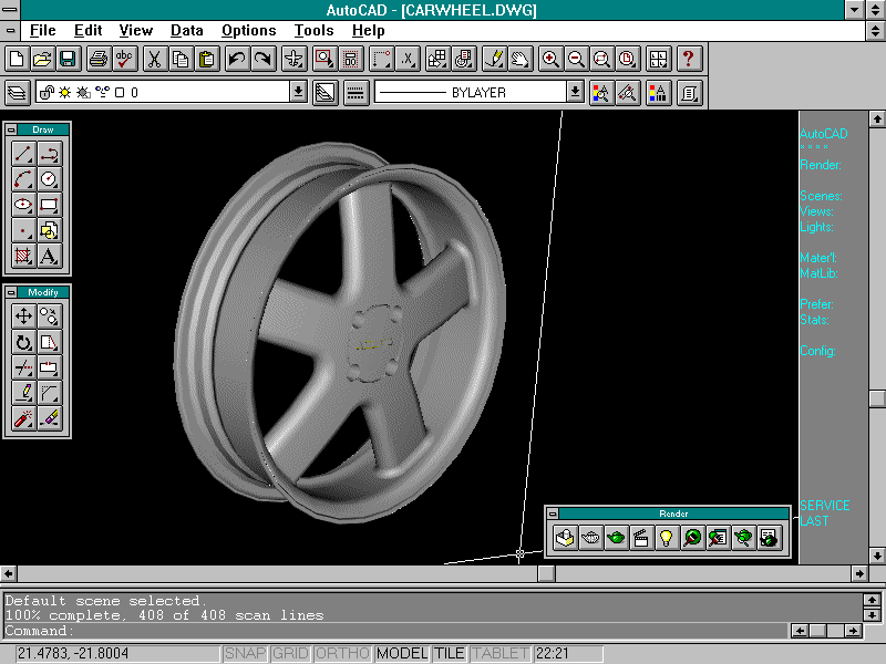 AutoCAD Release 13 - car wheel