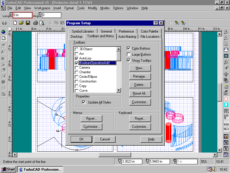 TurboCAD v5 Professional - User Interface